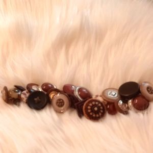Vintage silver and brown button bracelet